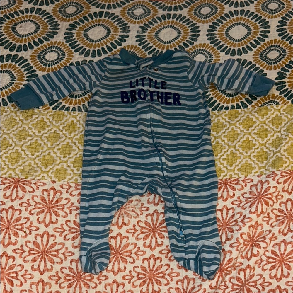 Striped Blue 'Little Brother' Onesie